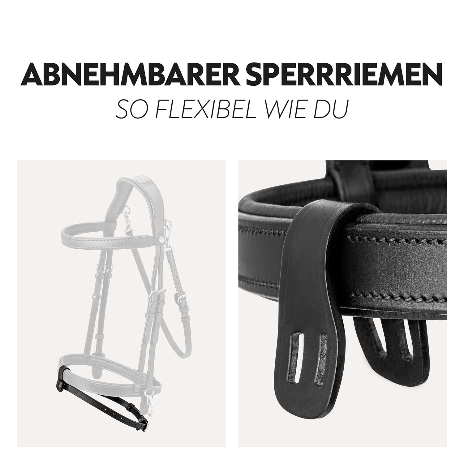 SUNRIDE Englisch kombinierte Trense für Pferde mit Zügeln weiches Echtleder extra Polsterung anatomisch verstellbar Click&Ride handgefertigt rostfrei schwarz Cob