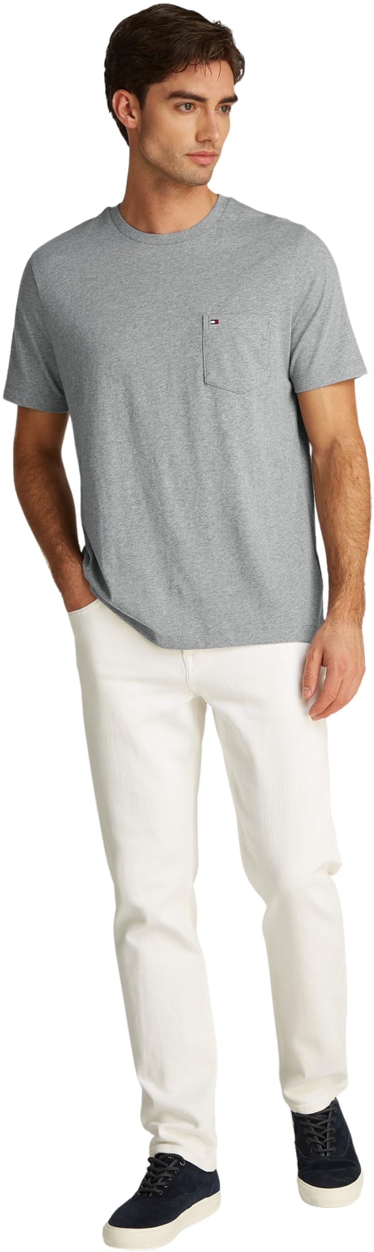 Tommy Hilfiger Uomo T-Shirt Maniche Corte Essential Heather Pocket Tee Regular Fit