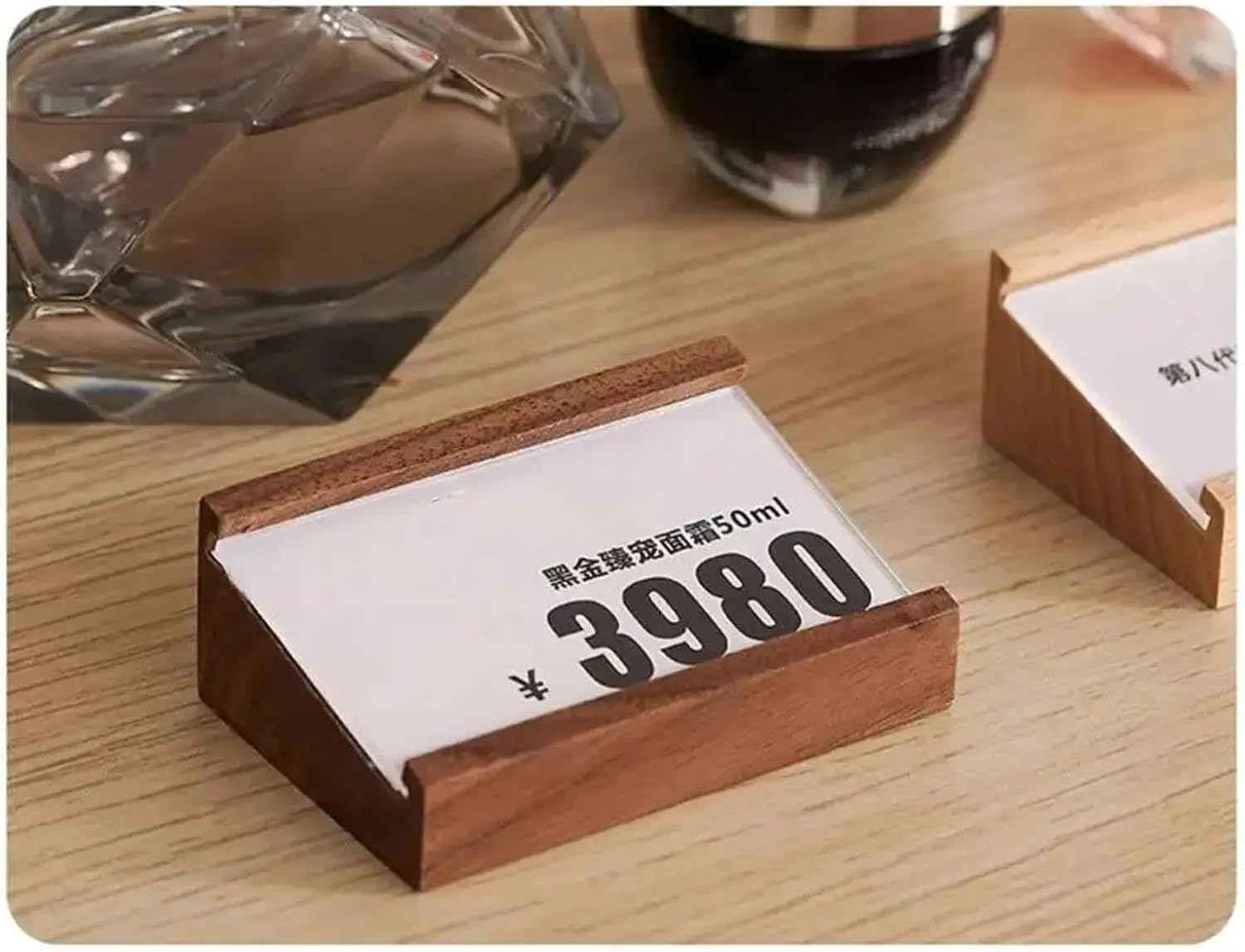5pcs Mini Place Card Holders Table Number Name Menu Memo Holder Price Label Paper Tags Wood Sign Display Stand