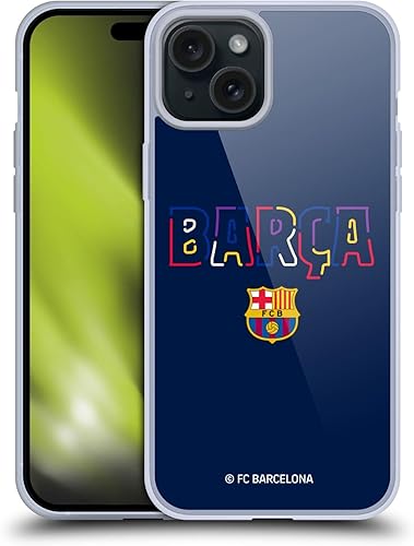 Head Case Designs Officially Licensed FC Barcelona Neon Barca Graphics Soft Gel Case Compatible with Apple iPhone 15 Plus