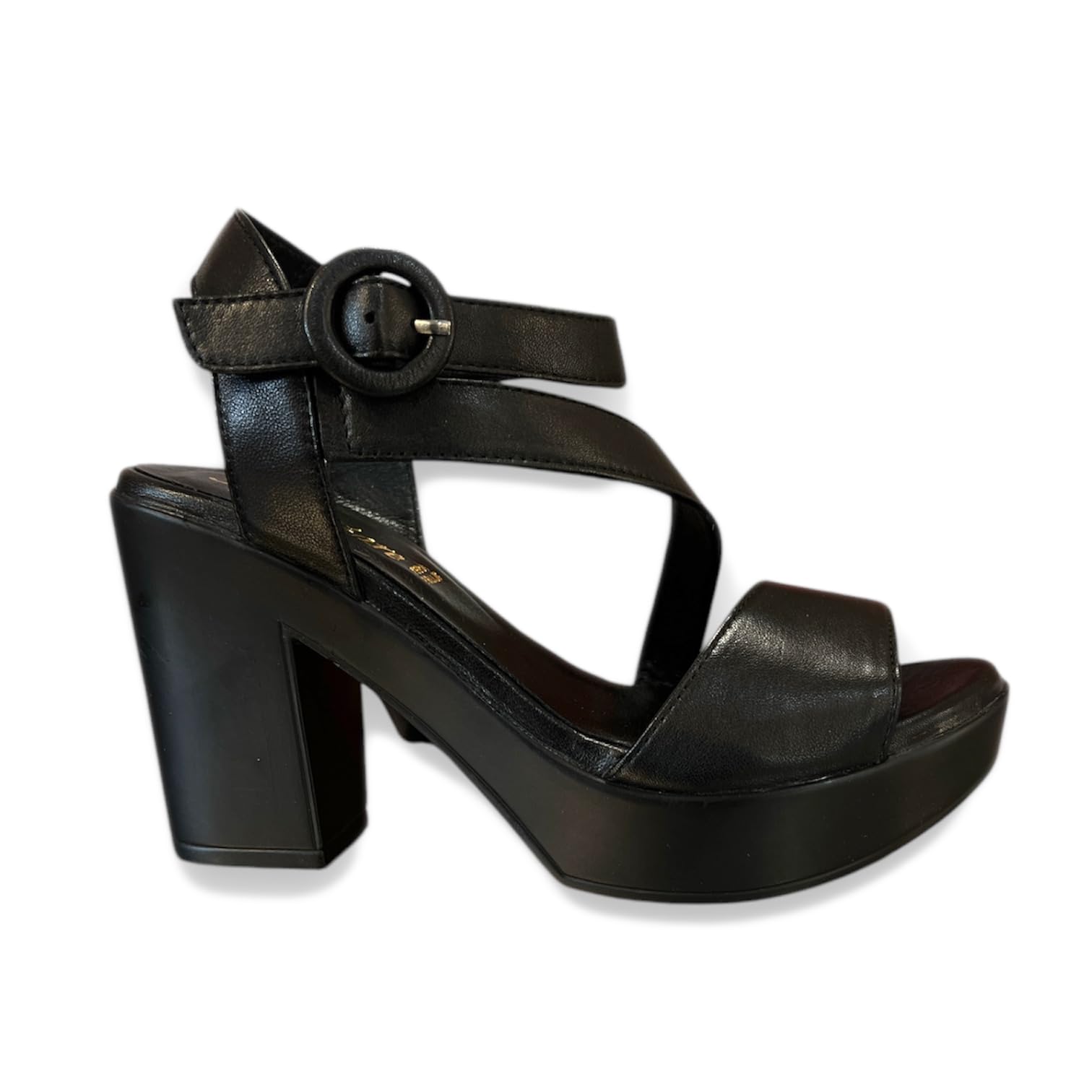 sandalo platform in pelle nero 25Y11818