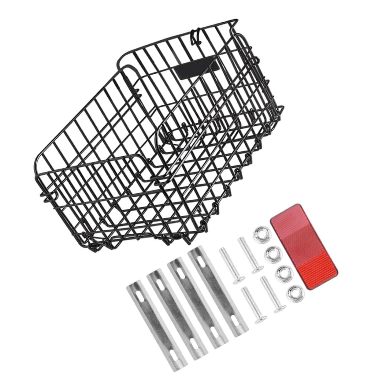 Mikikit Rear Bike Basket Metal Wire Folding Bicycle Storage Carrier with Mounting Rack for Compatibility Heavy Duty Performance and Durable Design for All Bike Types