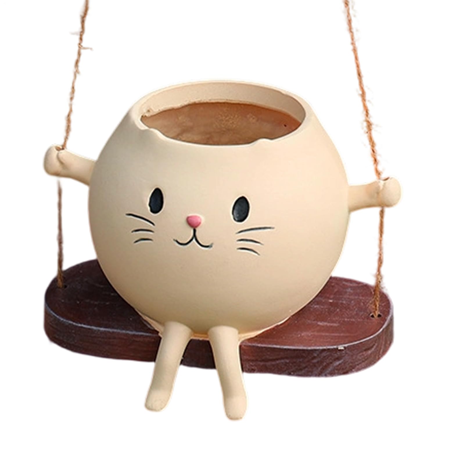 Pot de Fleurs Mignon Chat sur Balançoire en Résine : Idée Cadeau Originale Maison
