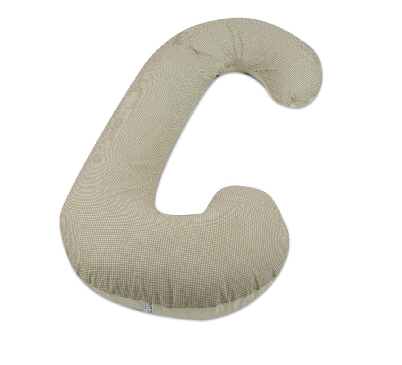 Almohada cojin de Embarazo pre/Post-Natal Multiusos (PATRÓN: Beige a Cuadros - Beige (Ecru))