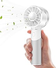 JATEKA Mini Handventilator USB Wiederaufladbar, 2600mAh Edelstahl Tragbarer Akku Ventilator mit 4 Geschwindigkeiten für Bis zu 16 Std Laufzeit, Kompakt für Reise, Büro, Zuhause & Outdoor (Weiß)