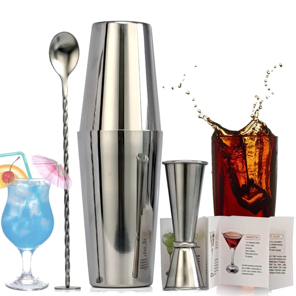 Juego de coctelera Boston, Kit de Barman, Juego de Regalo de coctelera for Bar en casa, Adecuado for Principiantes(9PCS)