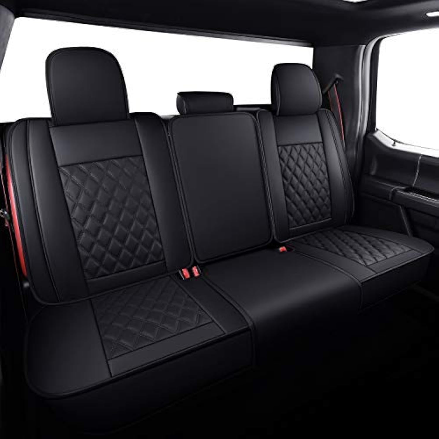 aierxuan rear car seat covers custom fit 2009-2026 ford f150 and 2017-2026 f250 f350 f450 super duty crew cab pick-up truck, automotive vehicle cushion with waterproof leather (black)