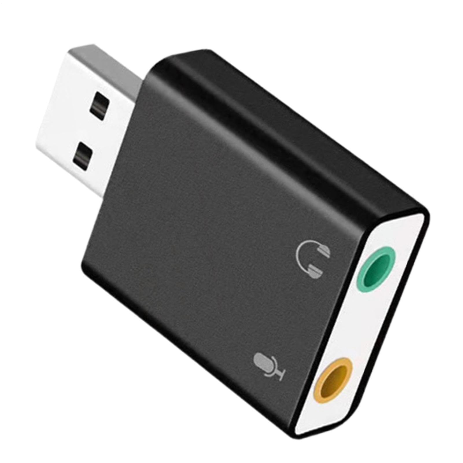 Adaptador de tarjeta de sonido USB: convertidor de audio de 3,5 mm, interfaz de sonido externo sin controlador, adaptador de audio de escritorio para computadora portátil, conector para micrófono para