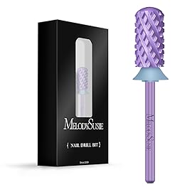 MelodySusie Safety Nail Drill Bits, 3/32\'\' Smooth Round Top Large Barrel Carbide Bits, Suitable for Manicure Pedicure Cuticle Gel Polishing, Beginners Bits, Purple, Series Bit-S, 4XC