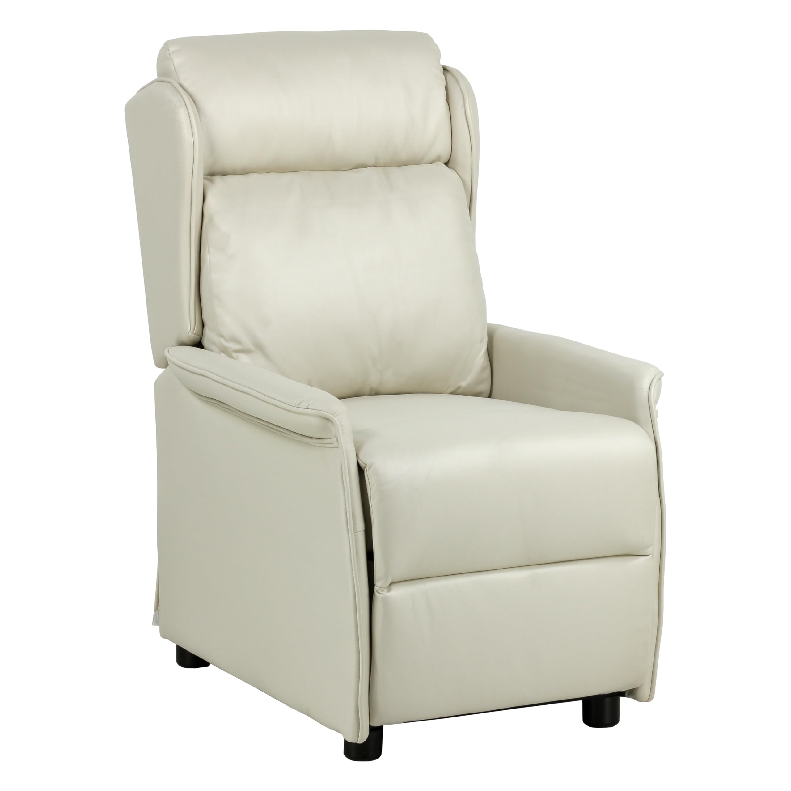 Totò Piccinni Poltrona CADICE Relax Reclinabile Push Back con Poggiapiedi Imbottita Confortevole (Ecopelle Panna)