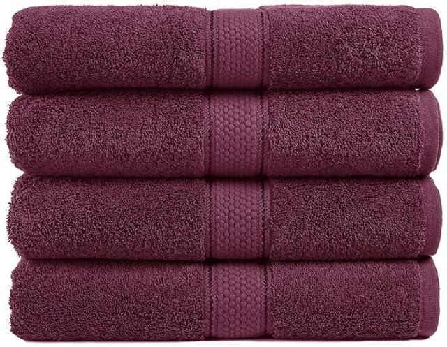 Chateau Home Collection Bath Towels Set, 100% Ring Spun Cotton Bath Towels, Bath Towels Extra Large, Luxury Bath Towels, 71 cm x 137 cm, Oversized Towels, Super Absorbent Shower Towels - Wine