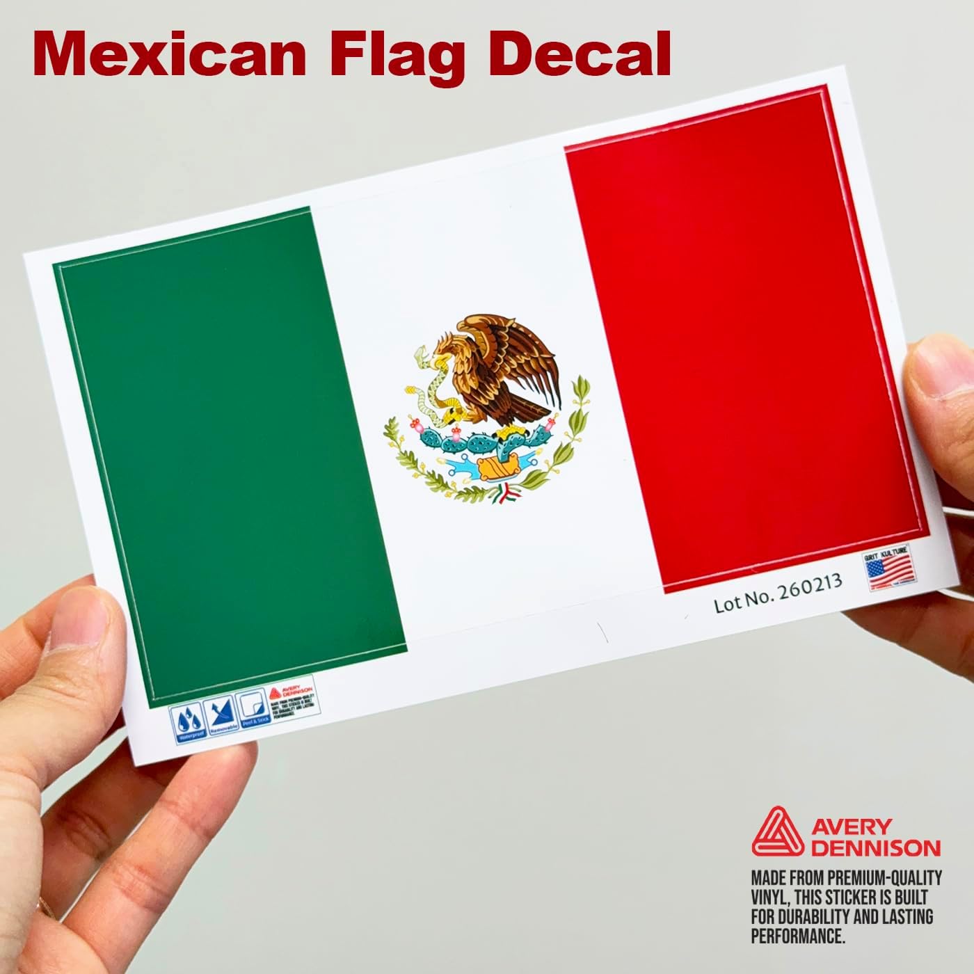 GRITKULTURE Removable Mexican Flag Car Sticker -5 Pack – Bandera de Mexico Calcomania para Carro Vinyl Decal, Removable Waterproof Car Decal for Truck, SUV, Rear Window & Bumper, Fade-Resistant