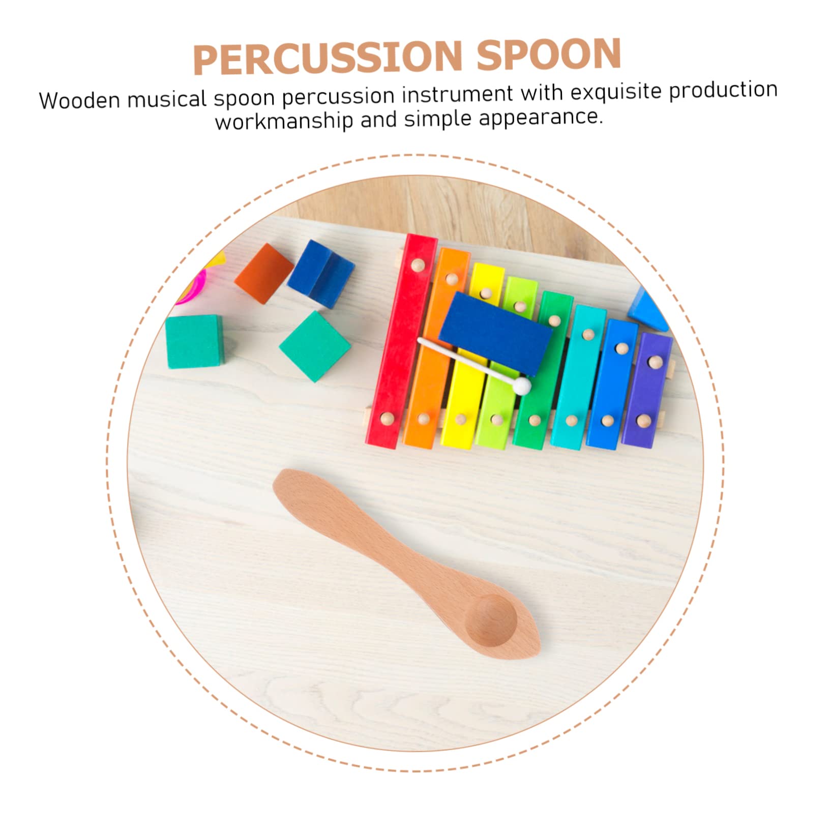BESPORTBLE 5 Pezzi Cucchiai Musicali in Legno Naturale per Strumento Percussione Educativo per Feste e Spettacoli con Finitura Liscia e Tocco Confortevole