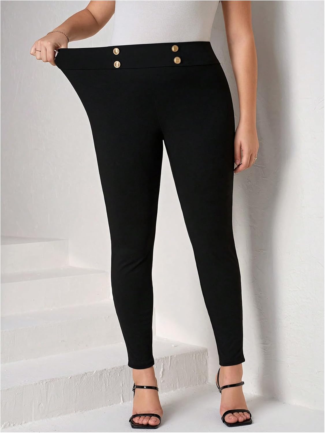 SOLY HUX Women's Plus Size High Waisted Skinny Work Pants Business Casual Leggings Dress Pants - Image 4