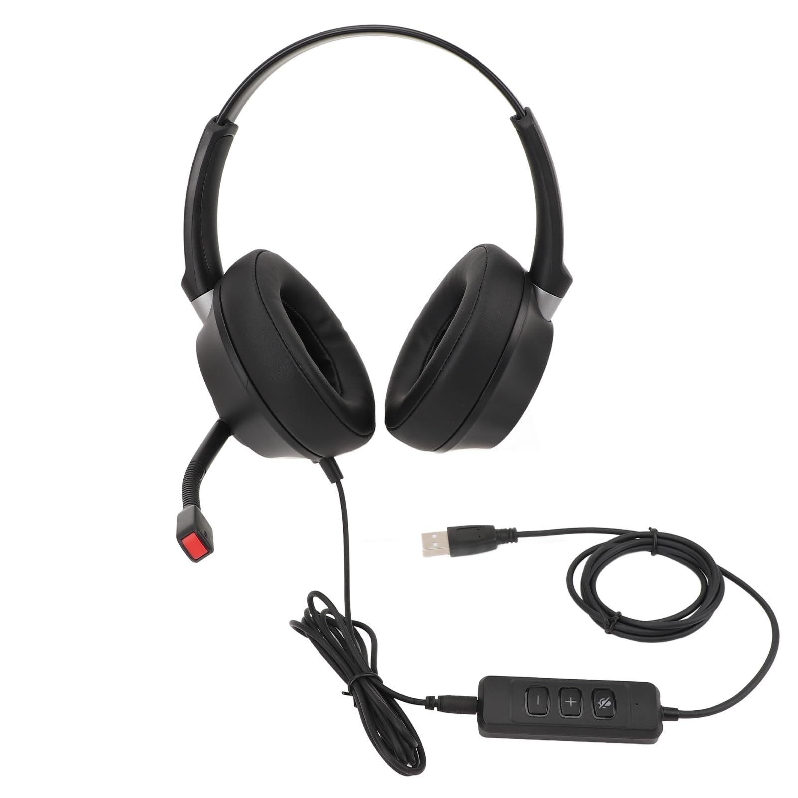 Schimer Auriculares de Teléfono con Micrófono con Cancelación de Ruido de Doble Oído para Centro de Llamadas, Oficina, PC y Portátil, Color Negro
