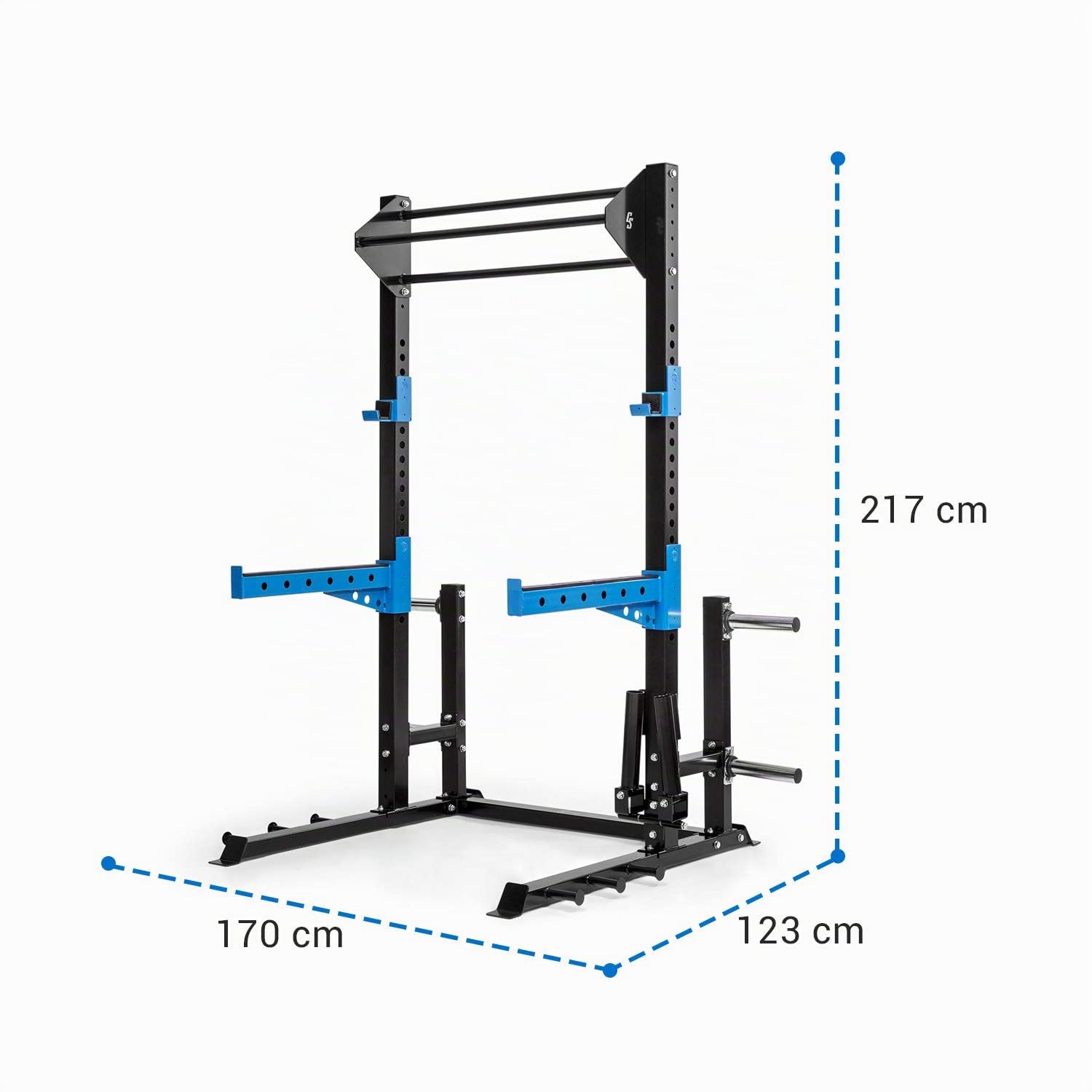 Capital Sports Amazor - Jaula musculación Multifuncional, Power Rack, hasta 500 Kg, J-Cups para 350 kg, dominadas Torre, Ajustable, Acero Revestido en Polvo