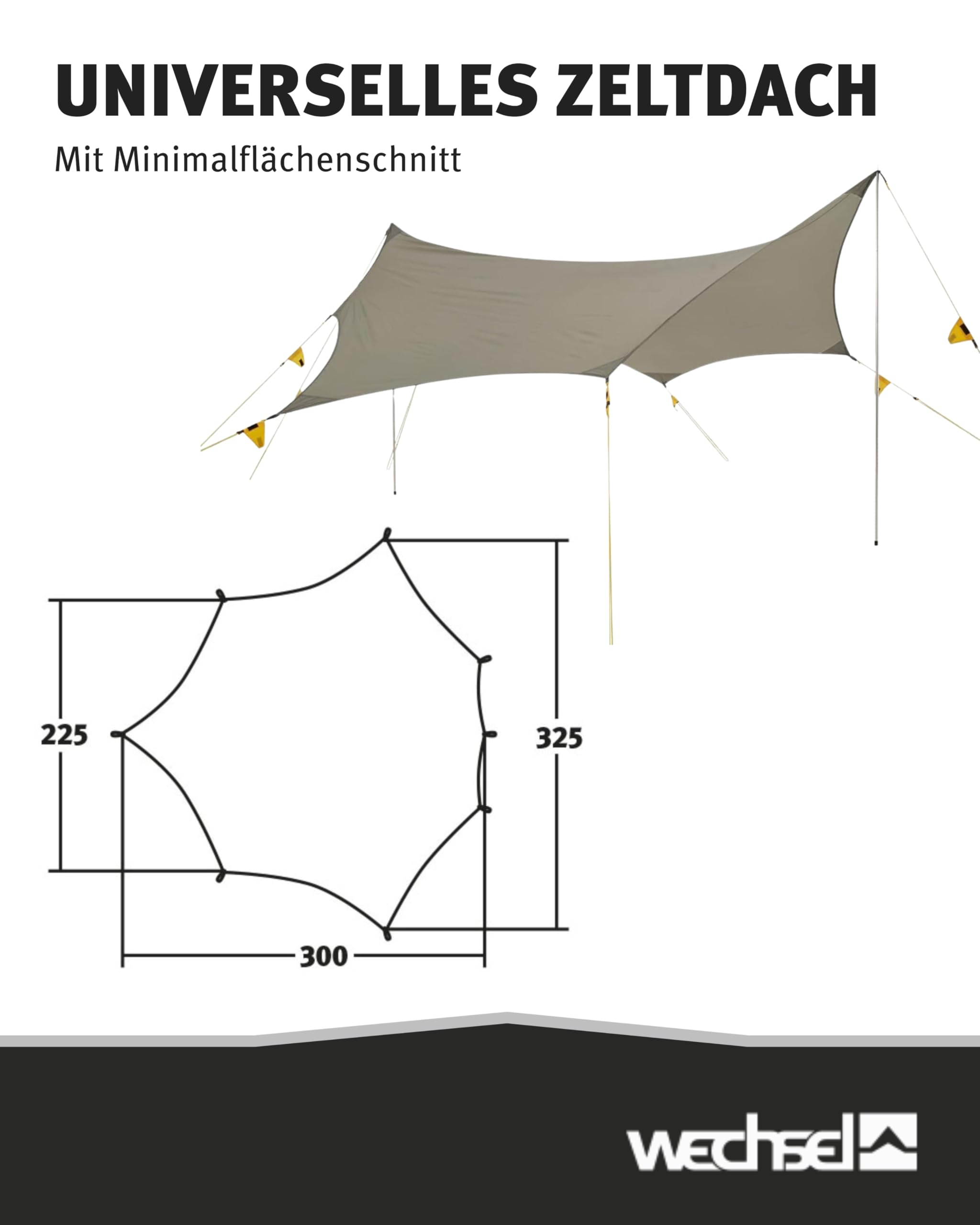 Wechsel Wing M Laurel Oak I wasserdichtes Zeltdach mit 5.000 mm Wassersäule I robust & kompakt für unterwegs I als Vorzelt oder Universalüberdach für Trekking, Camping, Radreisen, Kanu & Kajak