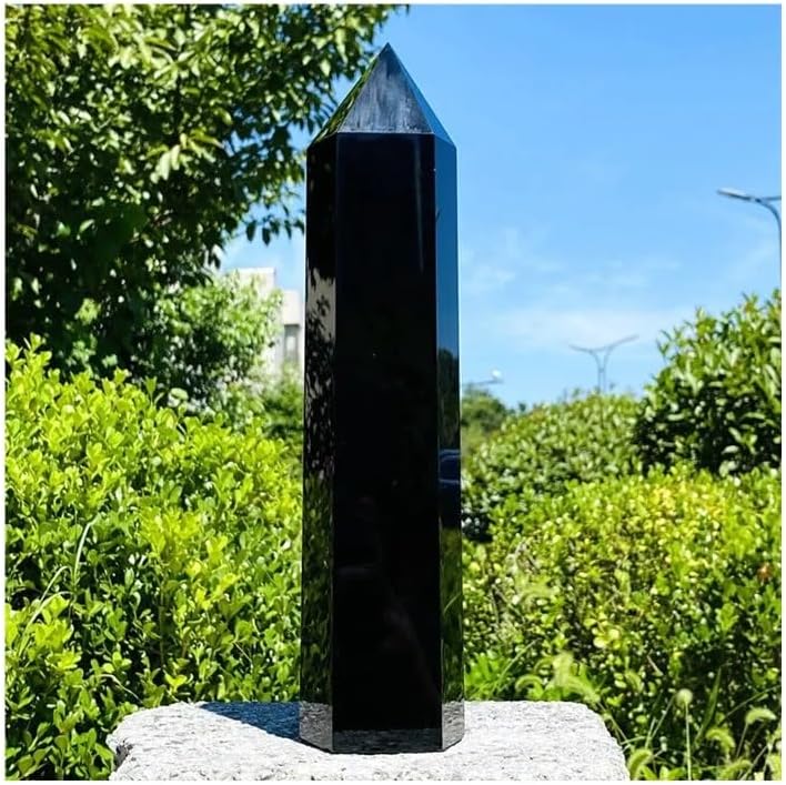 1pc 400-450g Obsidian Obelisk Quartz Crystal Column