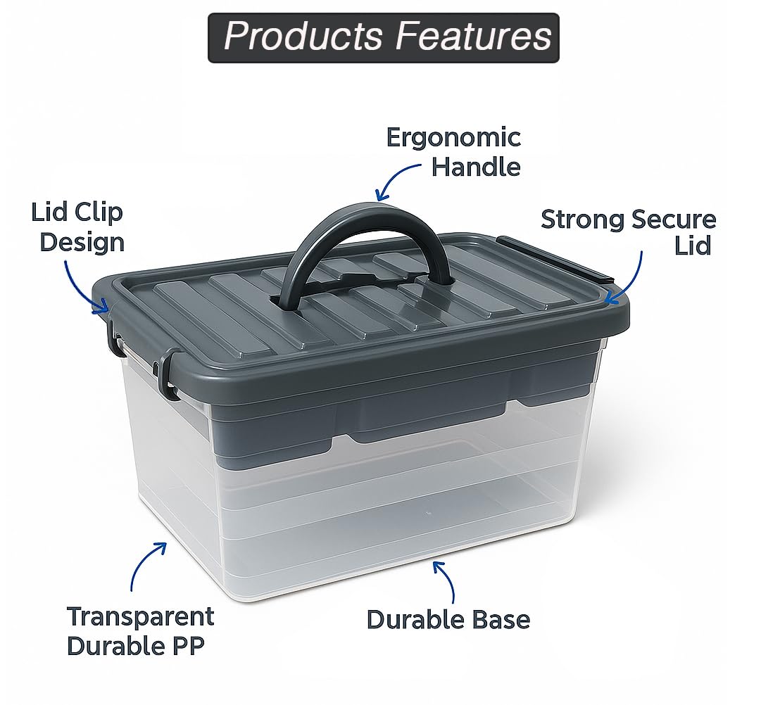 BH | Small Clear Plastic Storage Box | 6 Litre | 1 PC | Organising Removable Tray | Stackable | Utility | Multi-Purpose | Stationery, Sewing, Art Craft Supplies - BEST HOUSE — view 3