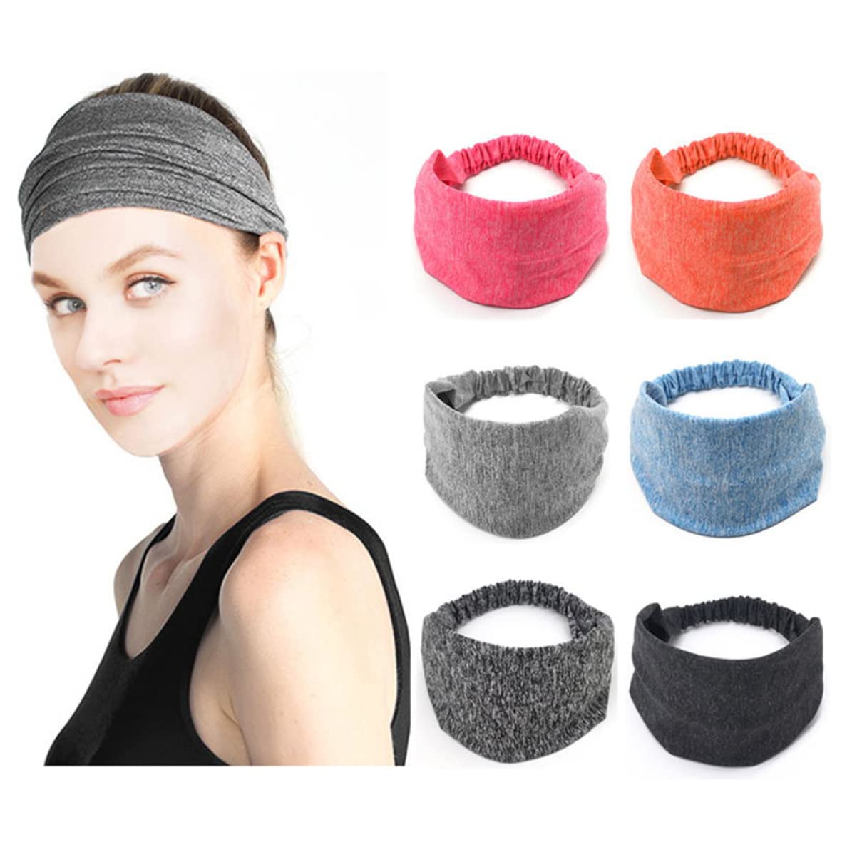 LALAFINA 12stücke Damen Stirnbänder Breites Rutschfestes Haarband Für Yoga Und Laufen Schwarz Fluoreszierendem Orange Hellblau Und Dunkelgrau Für Sport Und Haarschmuck