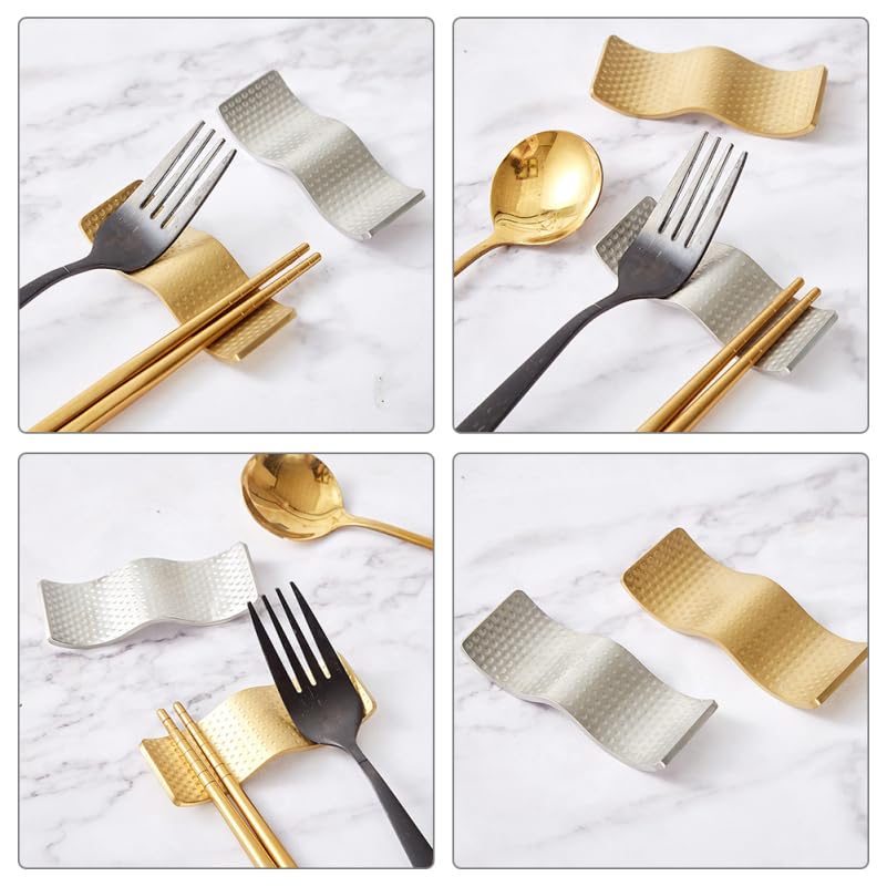 PRETYZOOM Soporte De Palillos Moderno De Metal Inoxidable Reposa Palillos Doble para Cocina Y Restaurante Organizador De Comedor Compacto Y FáCil De Limpiar