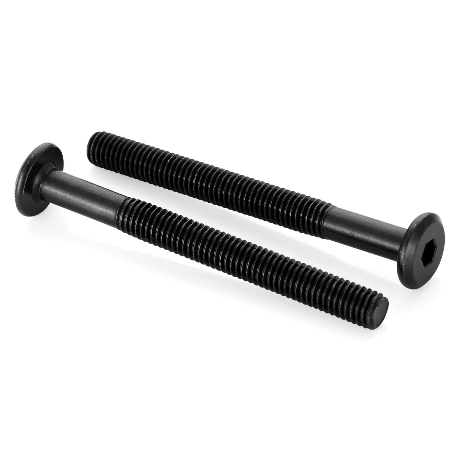 M8 x 100mm Socket Cap Allen Bolts, Flat Round Head Socket Cap Screws, Furniture Screws, Carbon Steel, Partial Thread, Black Oxide Finish, 10 PCS
