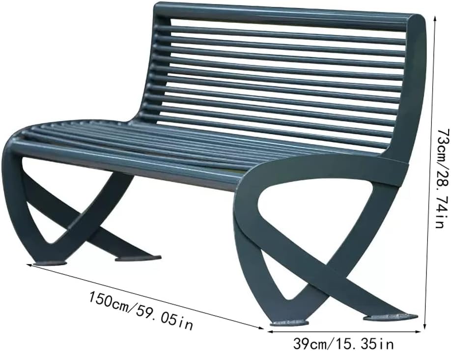 Patio Furniture Bench Outdoor Iron Art Park Chair Outdoor Garden Bench Scenic Leisure Seat Outdoor Garden Open Air Rest Chair Outdoor Bench(M:150cm)