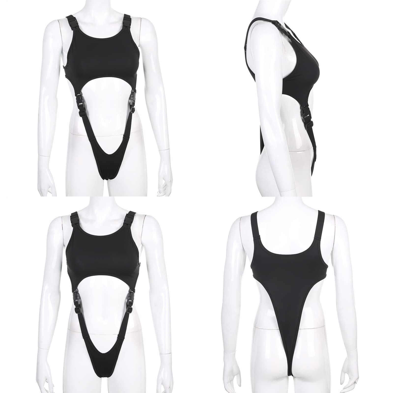 Womens Cute Japanese Sexy Anime Cosplay Lingerie Jumpsuit Babydoll Punk Sleeveless Teddy Bodysuits Tops: Small Black # 2