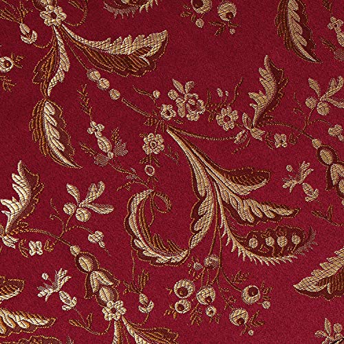 Violet Linen LUXURY DAMASK FLORAL DESIGN Polyester Jacquard, With Fringes, Burgundy, 60 Inch By 84 Inch, Seats 6 To 8 Pepole, Rectangle Tablecloths thumb #3