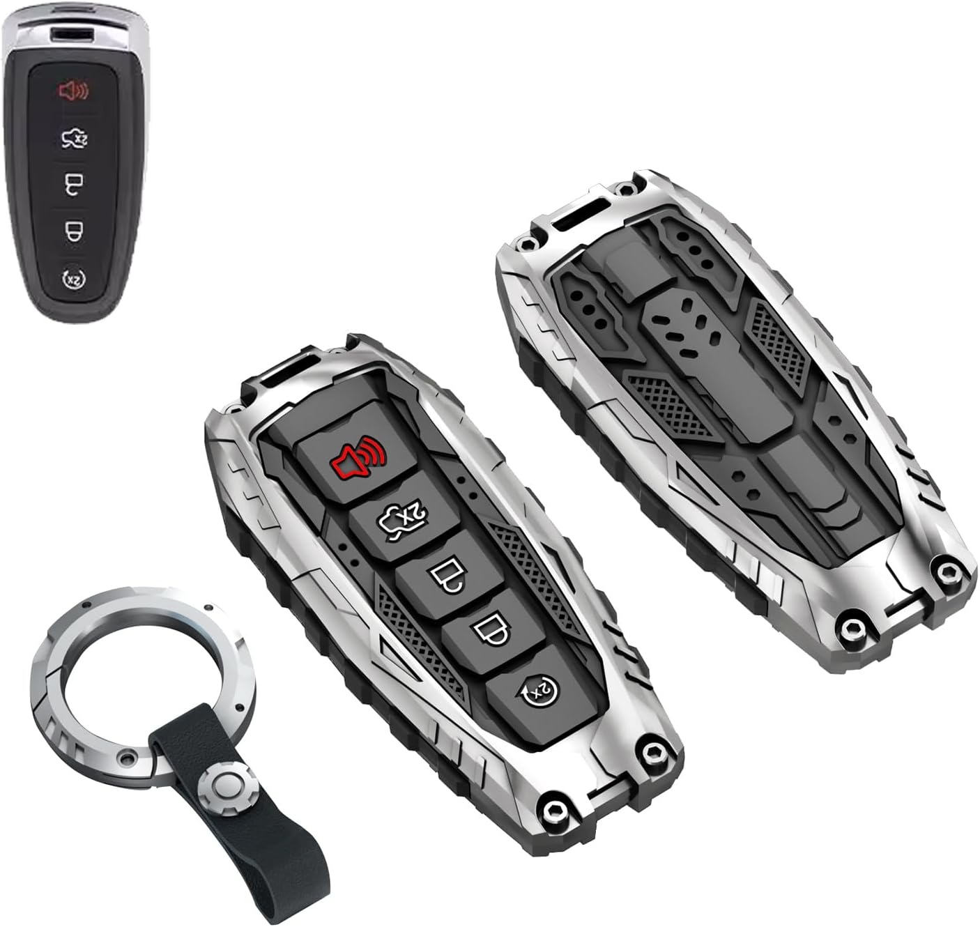 Heavy Key Fob Cover Case Protector for Ford, Keychain, Accessories for Ford Explorer Fusion Escape Edge Expedition F150 F250 F350 F450 F550 Maverick Mustang 3/4/5 Buttons (Model-A Black)