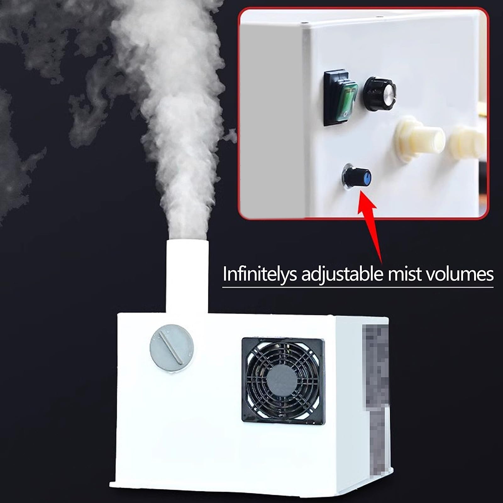Humidificador de Airea Ultrasónico, 3.5L Humidificador de Acero Inoxidable con Doble Salida de Vapors, Partículas Atomizadas de 3-5nm para Comercial Industrial(37 * 26.5 * 20cm (180W))