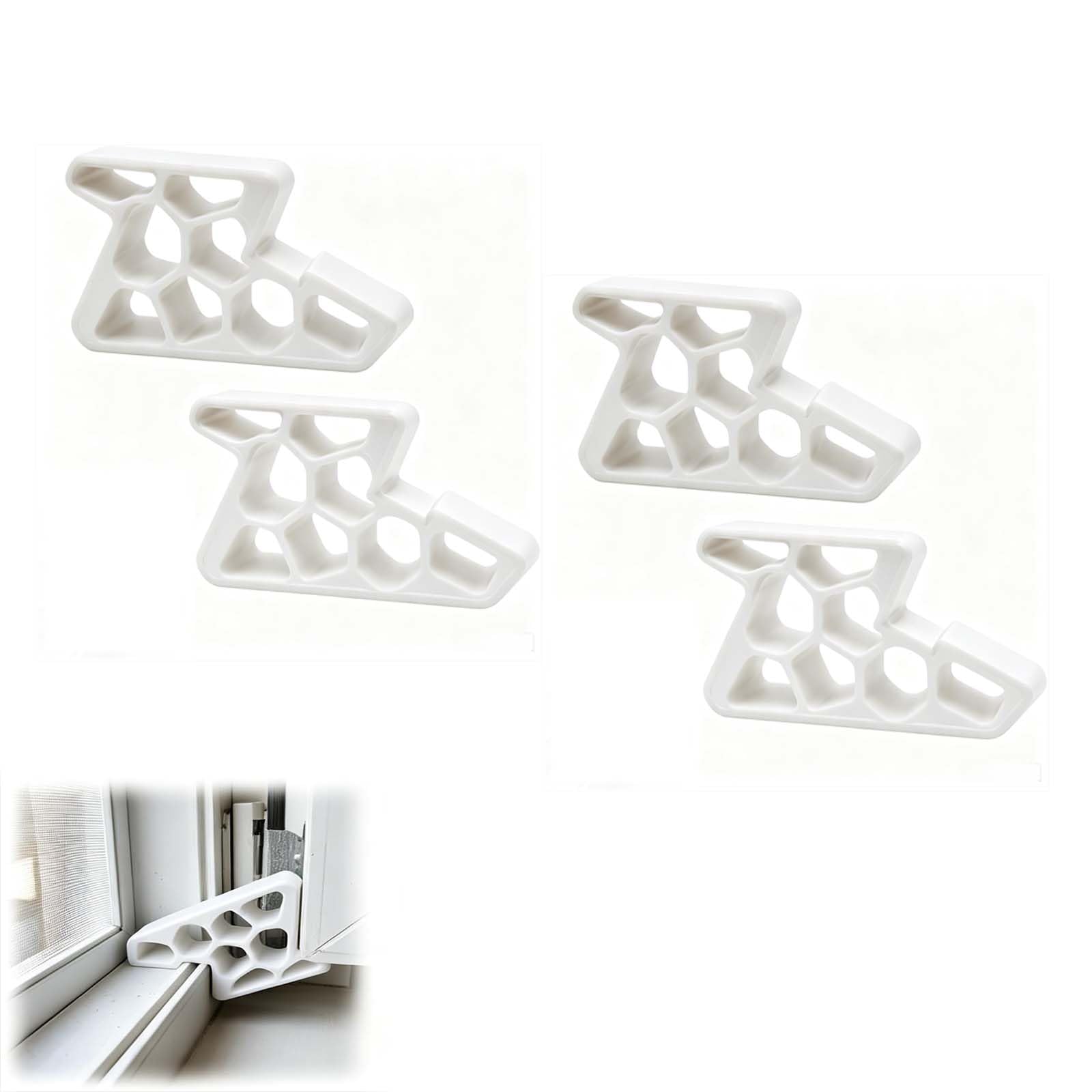 Secure Track Door Stop, Window Stopper Wedge Lock, Patio Door Stop，4*White