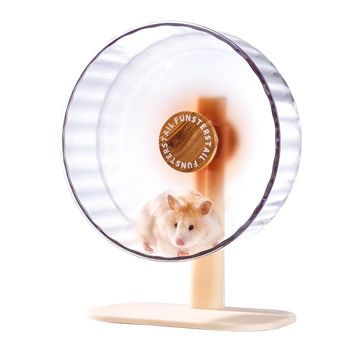 FunstersTail Super Silent Hamster Wheel 26cm (12 Inch), Magnetic Large Rat Wheel for Chinchilla, Gerbil, Guinea Pig, Cat, Mouse, Sugar Glider and Dwarf, Syrian Hamster Accessories (Wood Brown)