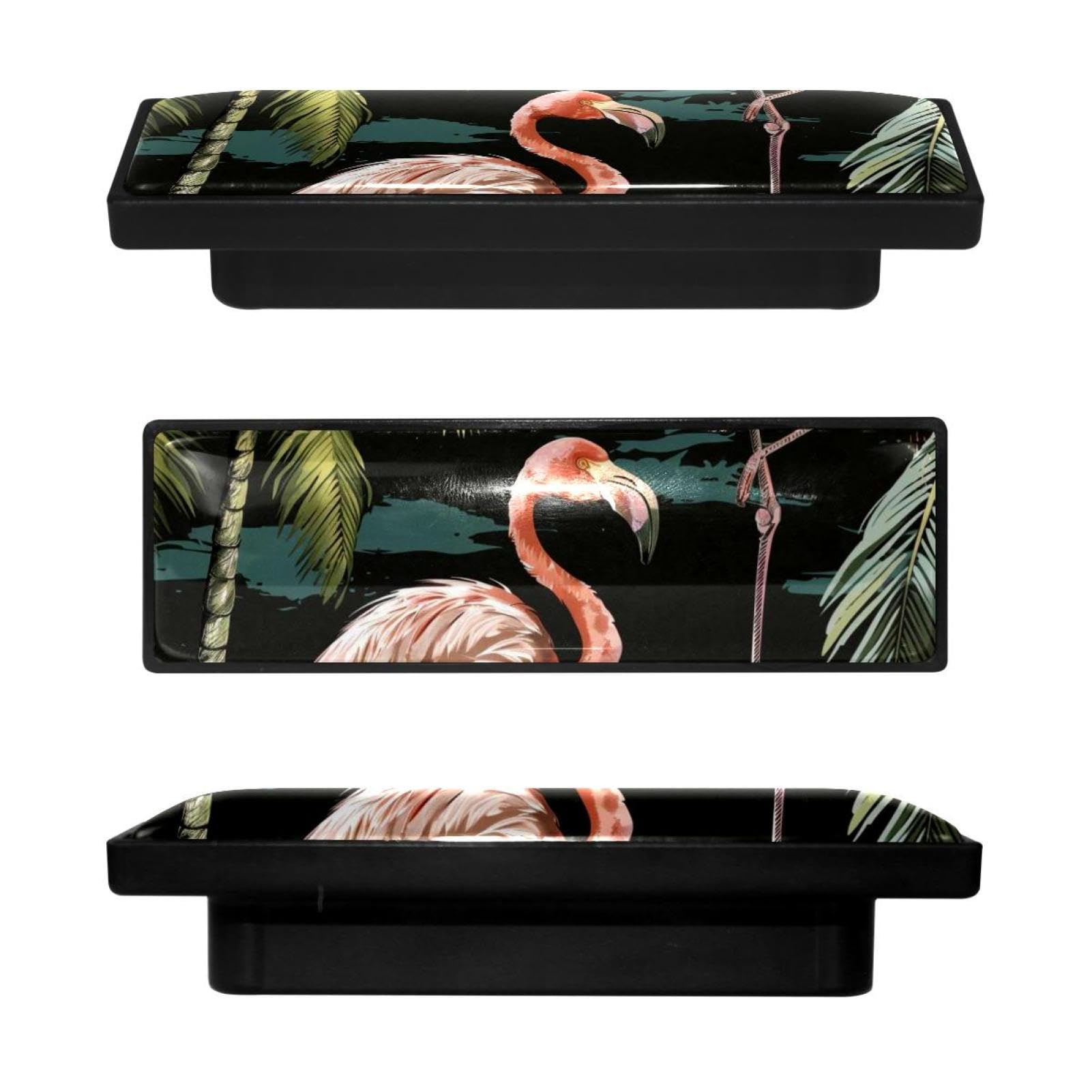 Boutons d'armoire rectangulaires aquarelle flamant rose x4 pour meuble