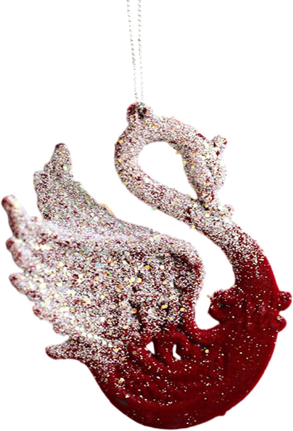 Pack of 8 Christmas Tree Flocking Ornaments Star Dancer Reindeer Pendant for Holiday Decors Photo Props