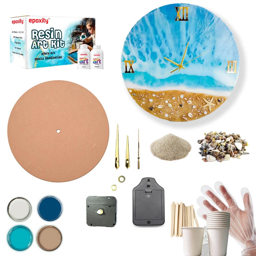 Epoxity Resin Art kit for Ocean Wall Clock Making with12' MDF with 2:1 Raisin epoxy Resin and Hardener (1 Set)