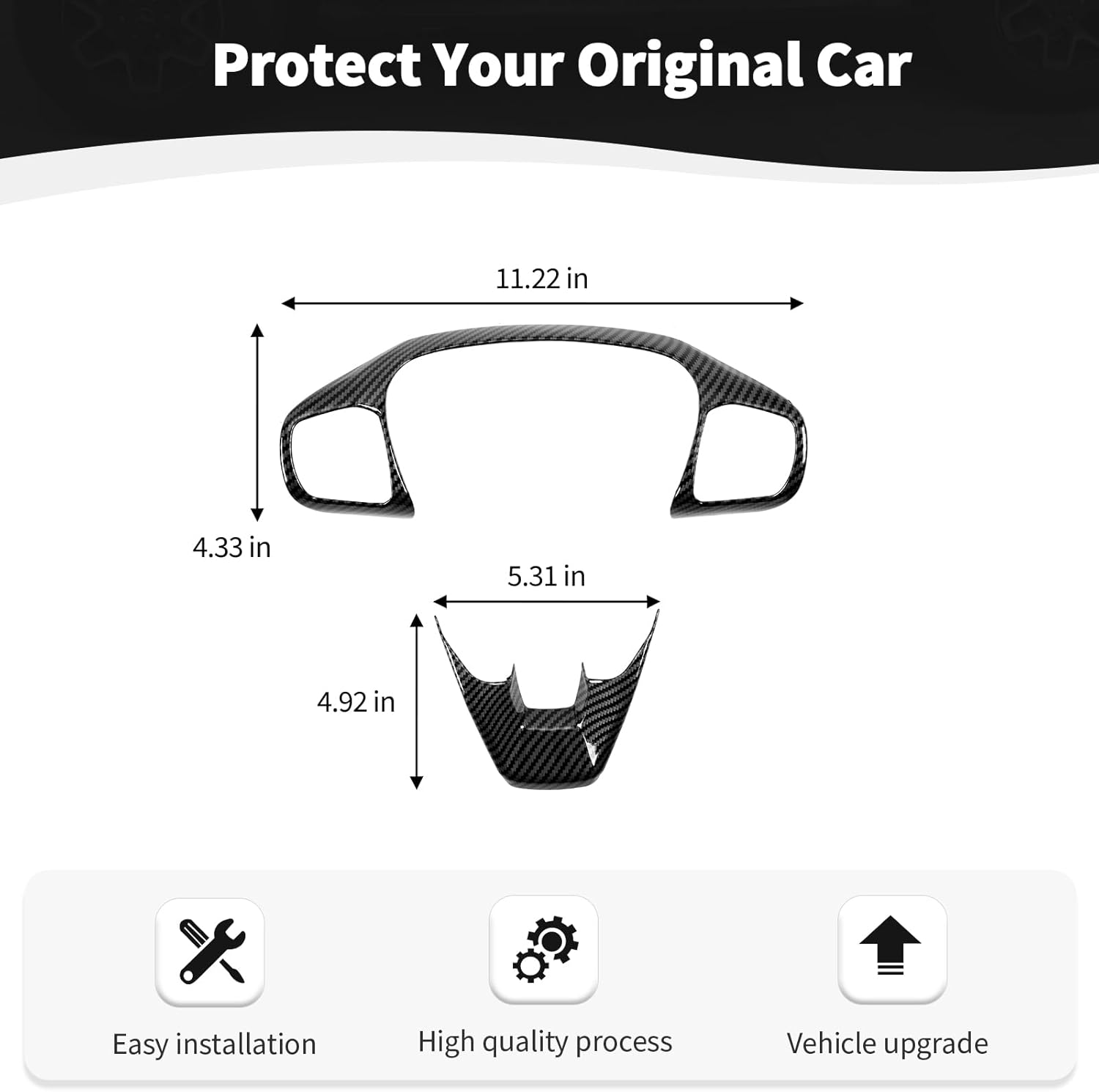 for Bronco Sport Steering Wheel Carbon Fiber Trim Cover for Bronco Sport 2021-Present Black Carbon Fiber Grain Interior Accessories