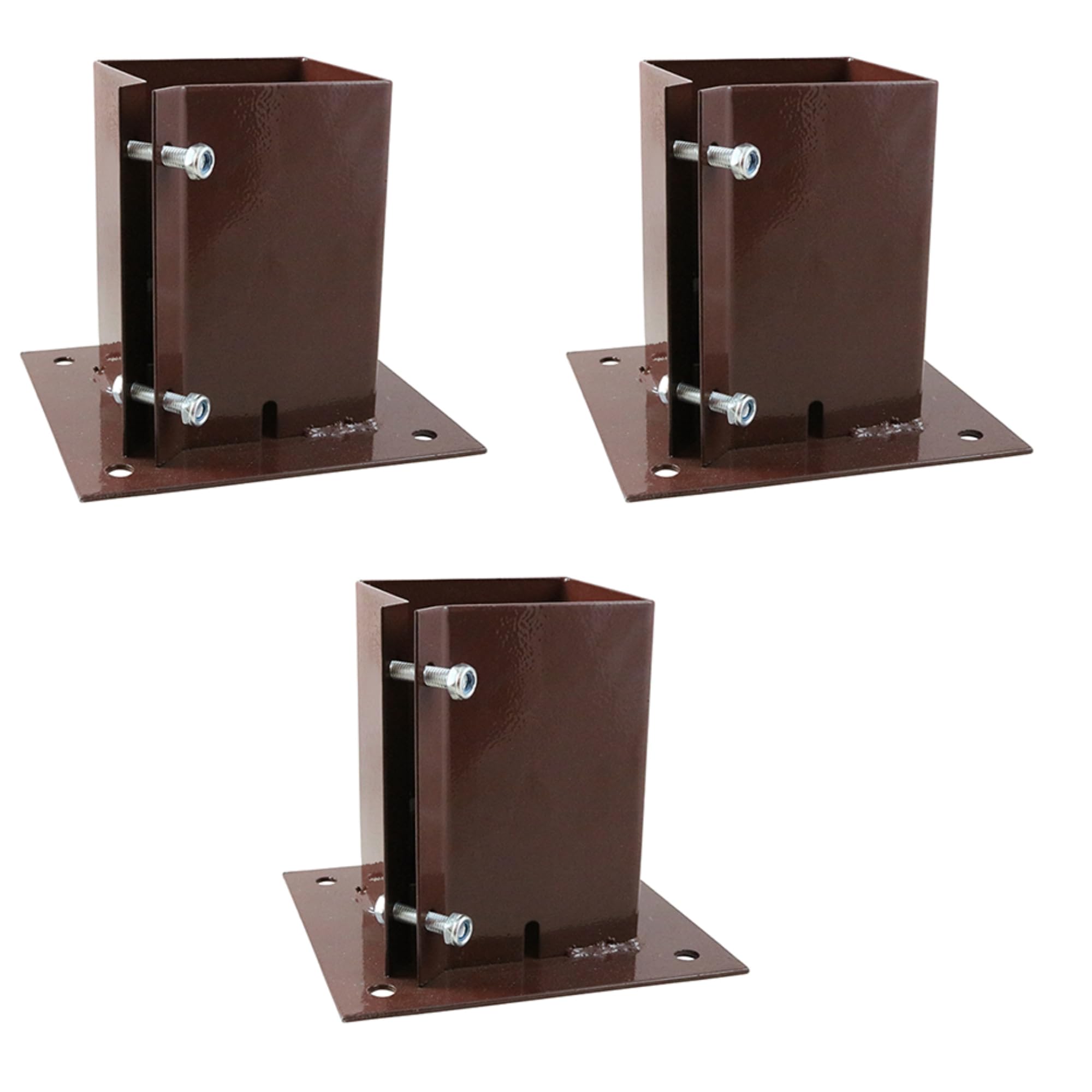 [FIXINGS DIRECT] 75x75mm Bolt Down Post Shoe Fence Post Holder Heavy Duty Read Oxdie Dual Coat Weather Protection Decking Bases, Post Anchor, Pergolas, Carports 4"x4" (3 Pack (75x75mm))