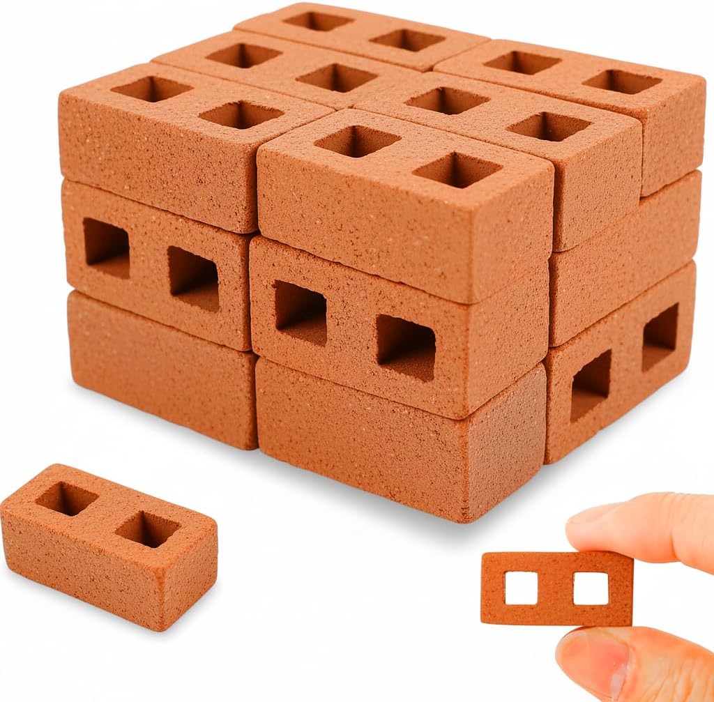 Real Mini Red Bricks, 1/12 Scale,50/100 Pcs