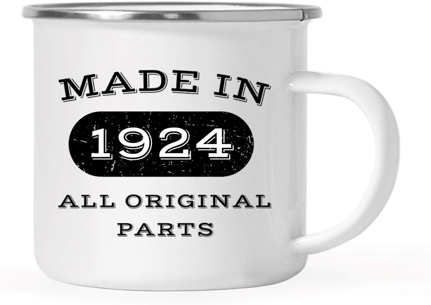 Andaz Press 11oz. Stainless Steel Birthday Campfire Coffee Mug Gift, Made in 1924 All Original Parts, 1-Pack, 95th, 96th, 97th, 98th, Birthday, Anniversary Camping Drinking Cup