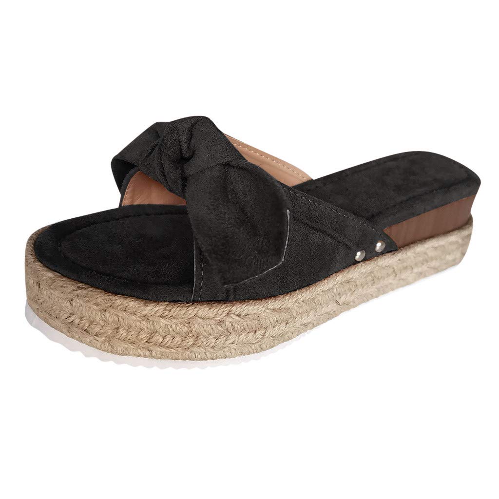 MLAGJSSWedge Sandals for Women, Women's Ladies Casual Bowknot Open Toe Platforms Sandals Wedges Shoes Slippers