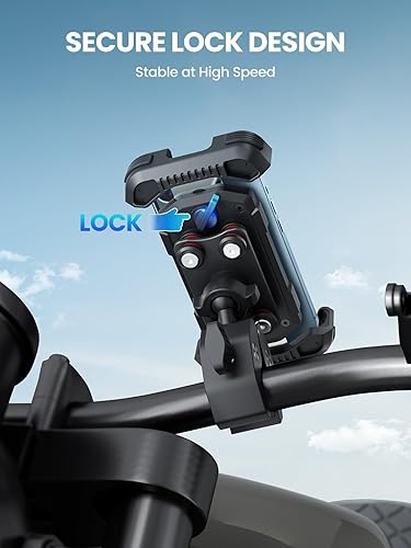 Miniatura 5 de tounee Soporte de teléfono para motocicleta, amortiguador de vibración doble, soporte de teléfono de bicicleta sin herramientas, clip para manillar