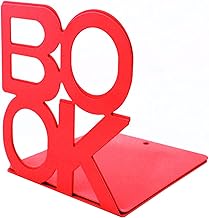 Apoios de livros de metal antideslizantes decorativos para livros Suporte de 4,9 x 5,1 x 5,5 polegadas Suporte de estante de livros Protetores de livros Organizador de mesa para escritório Acessórios Suporte para livros de metal,Suporte para livros,Fim do livro,Suportes para livros para prateleiras,Extremidades de livro para prateleiras Red