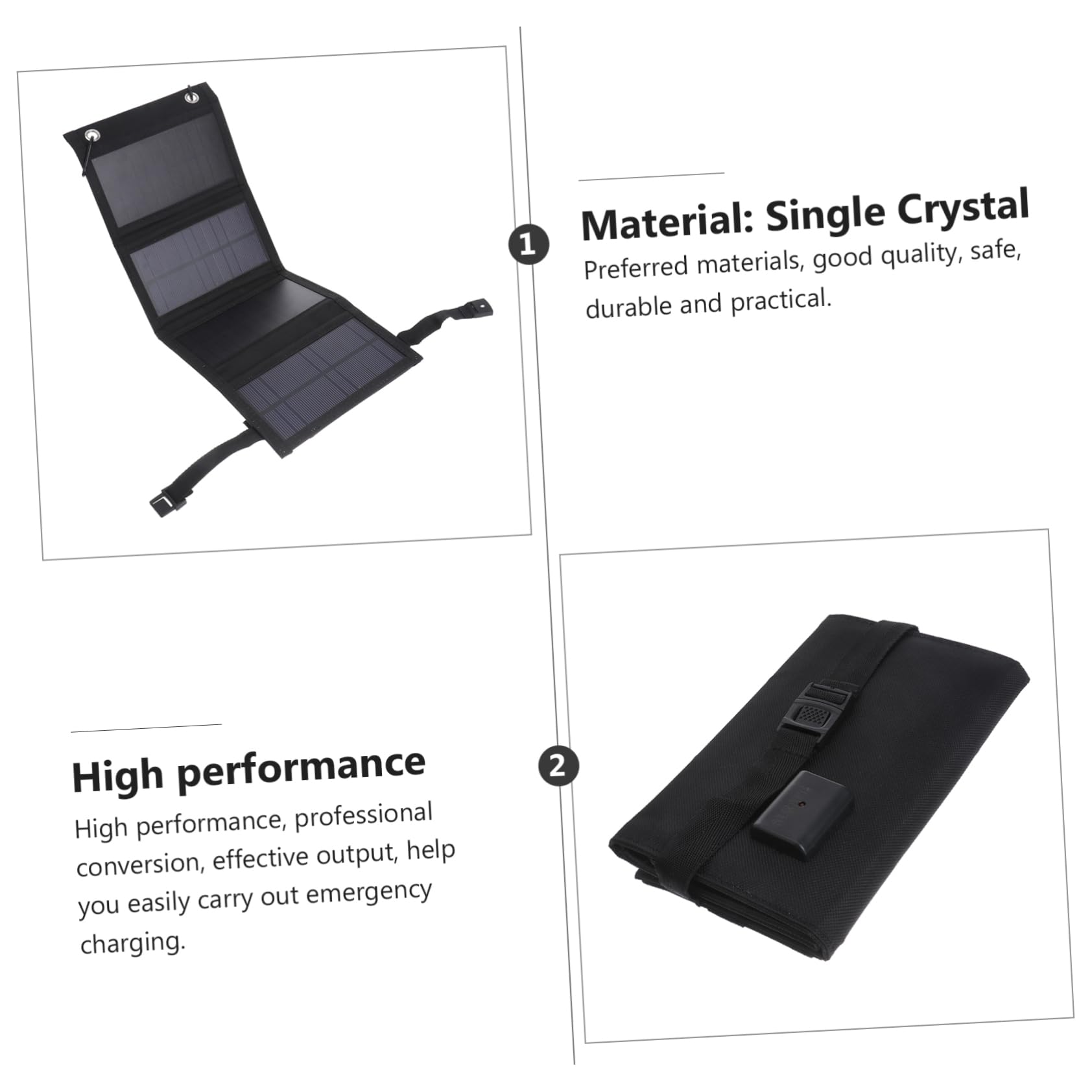 UKCOCO Paneles Solares Plegables Cargador Solar Portátil Salida USB para Camping y Viajes Dispositivo de Carga Solar para Exteriores Equipo de Carga