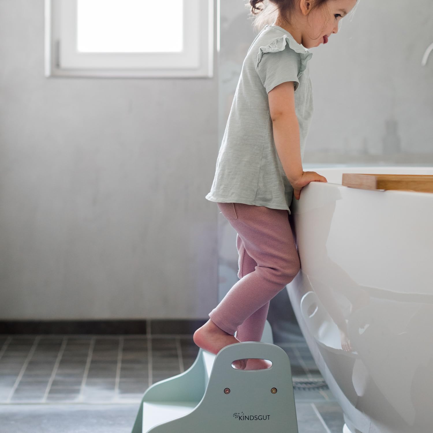 Kindsgut Scaletta in legno sgabello 2 gradini bambini acquamarina
