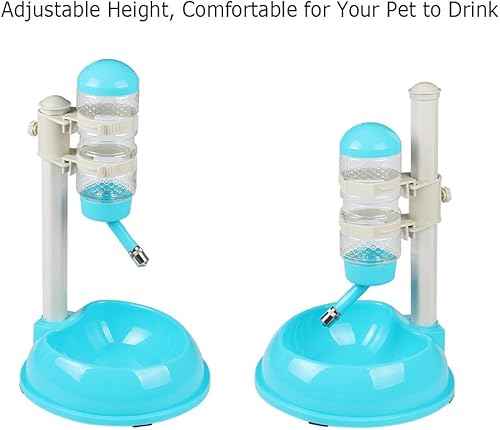 Miniatura 2 de Pawow Alimentador automático de alimentos para perros y gatos para mascotas, dispensador de pie con gancho, altura ajustable, desmontable, tazón de