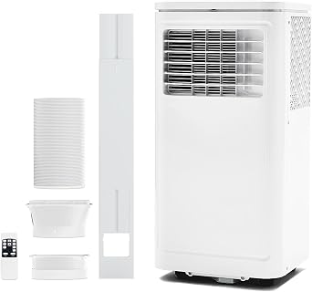 10000BTU Portable Air Conditioner Cools up to 450 Sq ft.,4-In-1 Standing AC Unit with Cooling,Dry,Sleep & Fan Modes,Remote Control,Window Kit Included