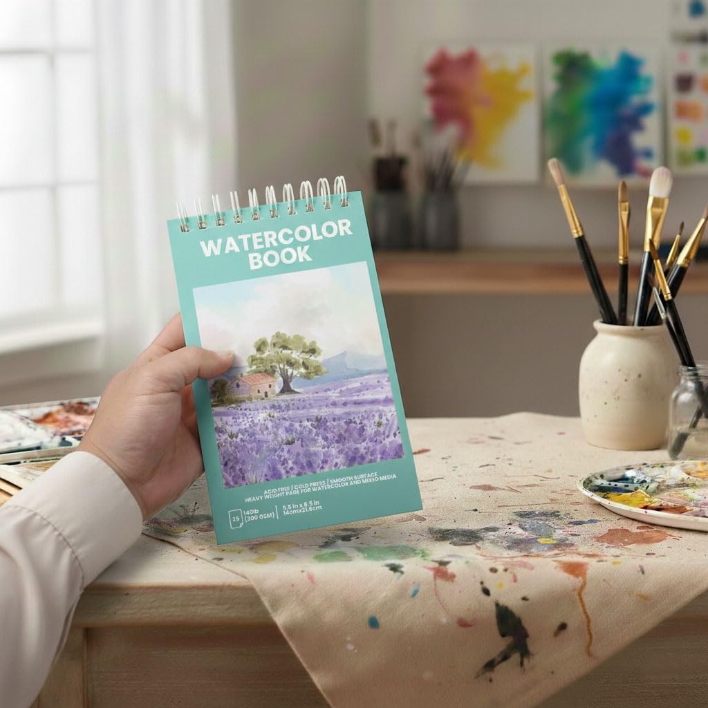 Bondream Watercolor Paper Pad,2 Pack Watercolor Book,140lb/300g,Spiral Bound Painting Drawing Paper Book,Art Supplies Sketchbook, Journal for Adults,5.5" x8.5”