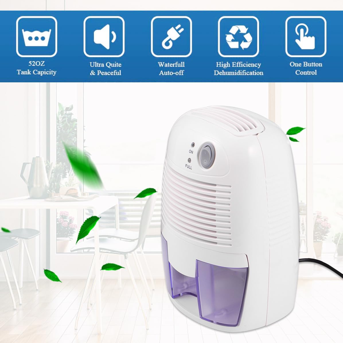 CALLARON Deshumidificador Eléctrico USB de 500ml, Mini Secador de Aire