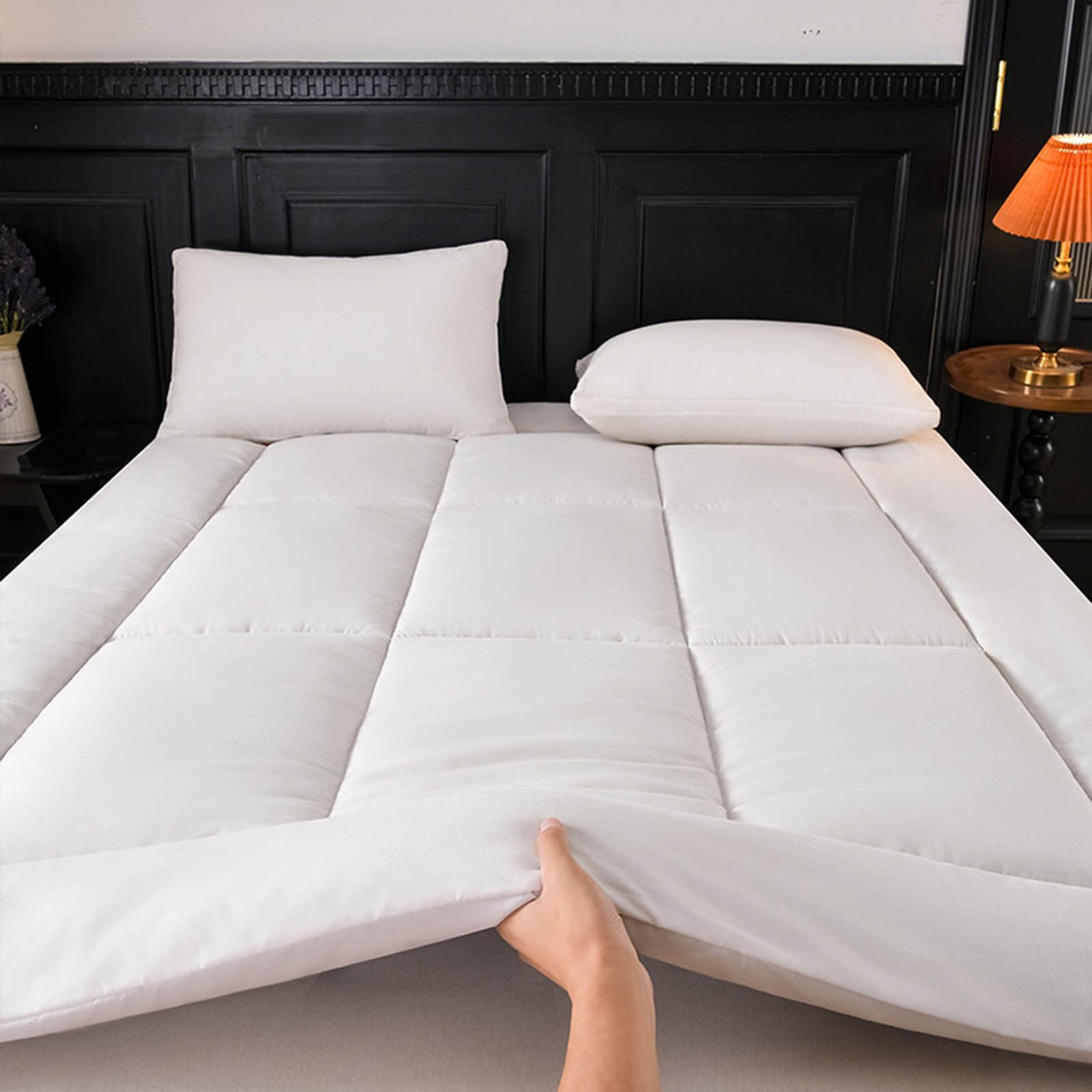Wysokiej jakości miękka nakładka na materac 160 x 200 cm oddychająca bawełniana podkładka futon cienka i wygodna ochraniacz na łóżko idealna dla lepszej jakości snu